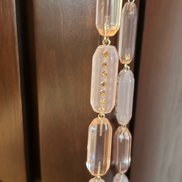 J. Crew,Clear pink hued with  Brown tie ribbon Necklace. - Picture 6 of 6